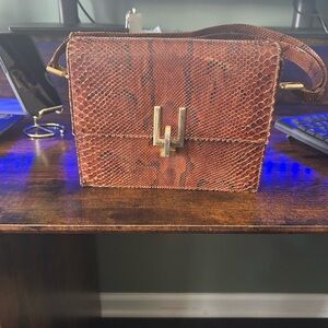 Brown Snakeskin Pattern Crossbody Bag